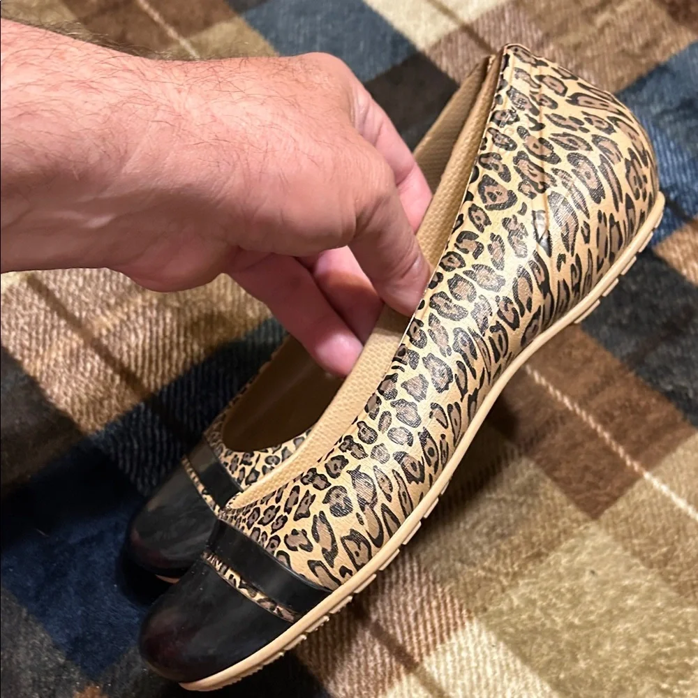 CROCS Leopard Print Flats with Black Toe